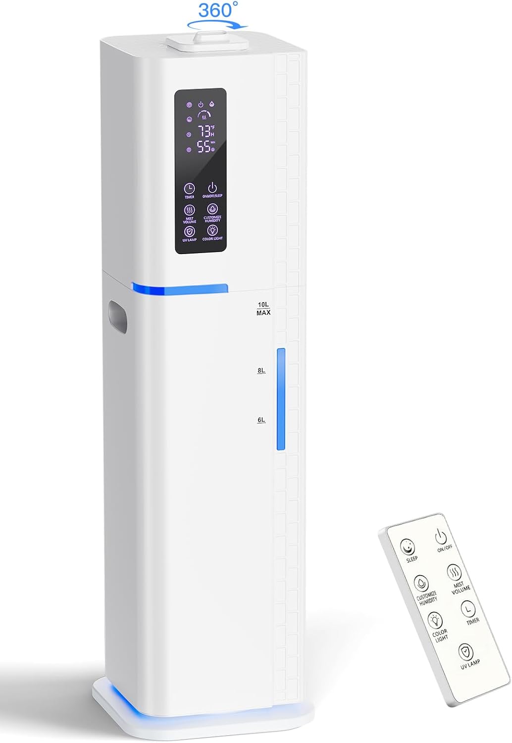 10L/2.64Gal Humidifier, Top Fill Quiet Ultrasonic Cool Mist Humidifiers for Bedroom, Covers 550ft², 60H Runtime, 24H Timer, 3 Mist Modes Humidifier Large Room, Home, Office, Plants, Black