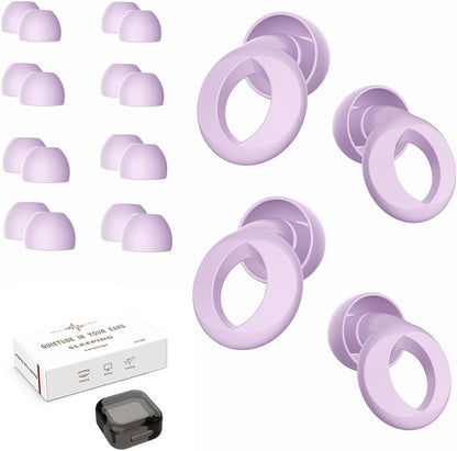 Ear Plugs for Sleeping, 2 Pairs Ear Plugs for Sleeping Noise Cancelling, 35dB Reusable Silicone Earplugs for Noise Reduction, Sleep, Work, Hearing Protection, Concert and Snoring, Black