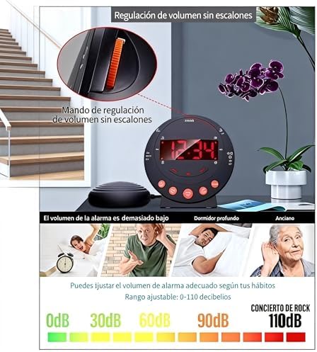 Yosoo Health Gear Loud Alarm Clock with Bed Shaker, Vibrating Alarm Clock with Adjustable LED Display Dual USB Charging Ports for Heavy Sleepers Adults Teens