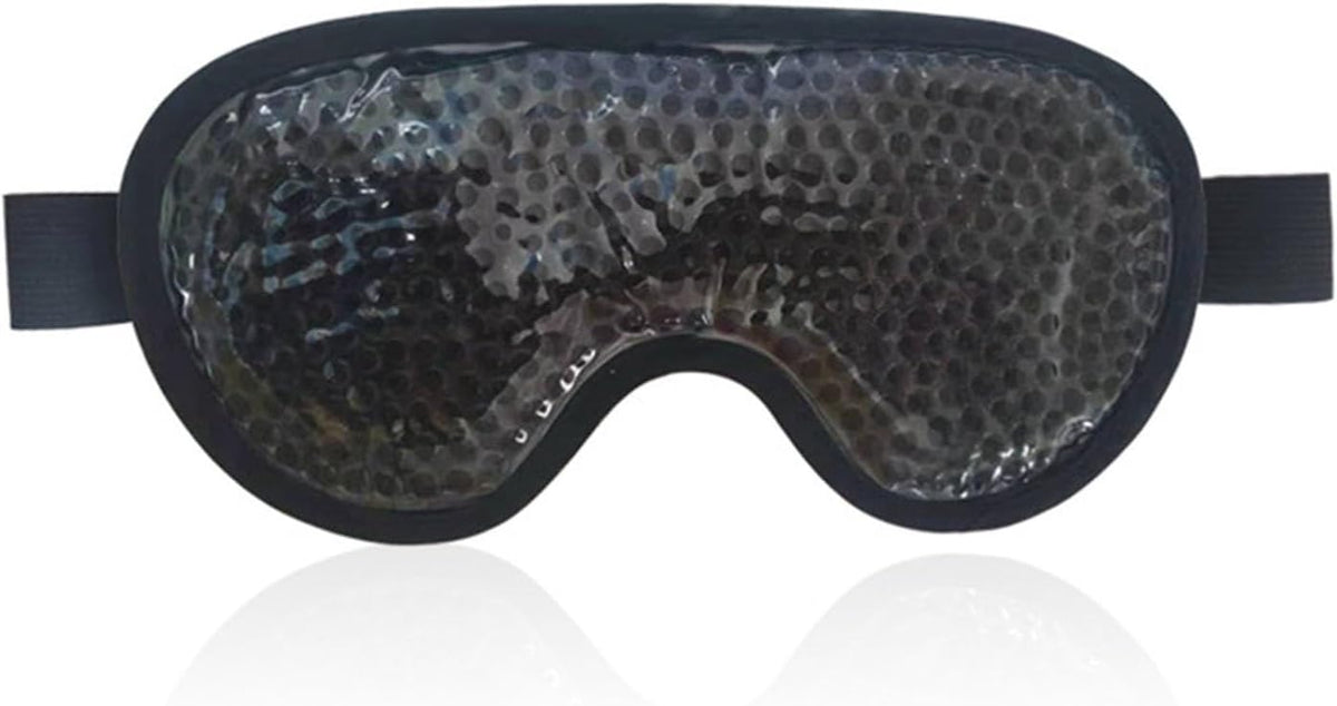 Plush Cooling Eye Mask with PVC Gel Beads, Cold & Hot Compress Sleep Mask with Blackout Design, Reusable Ice Bead Mask for Headache, Migraines Relief & Puffy Eyes(Grey)