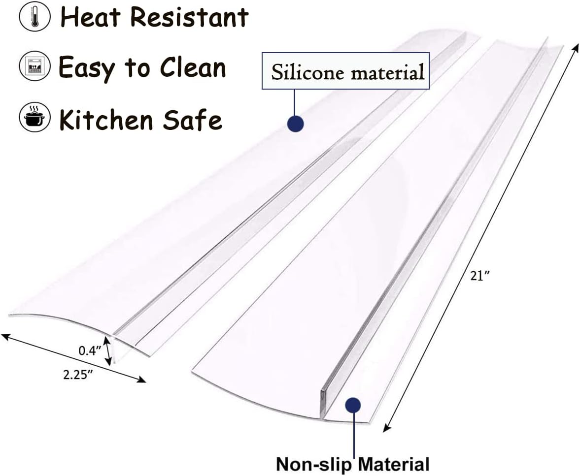 Silicone Gap Covers, (2 PCS) Silicone Stove Gap(21 Inches, Semi Clear) | Filler Stopper Kitchen Stove Gap Covers - Flexible Stoves Counter Gap Cover, Food Grade
