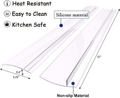 Silicone Gap Covers, (2 PCS) Silicone Stove Gap(21 Inches, Semi Clear) | Filler Stopper Kitchen Stove Gap Covers - Flexible Stoves Counter Gap Cover, Food Grade