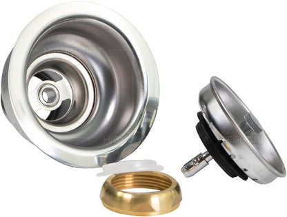 Highcraft 9754 Kitchen Sink (3-1/2 Inch) Stainless Steel Drain Assembly With Strainer Basket and Snaplock Stopper Long Extended Shank (3-3/4 Inch)