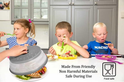 Collapsible Microwave Splatter Cover Microwave Cover for Food with Steam Vent Dishwasher-safe BPA-Free (Grey)