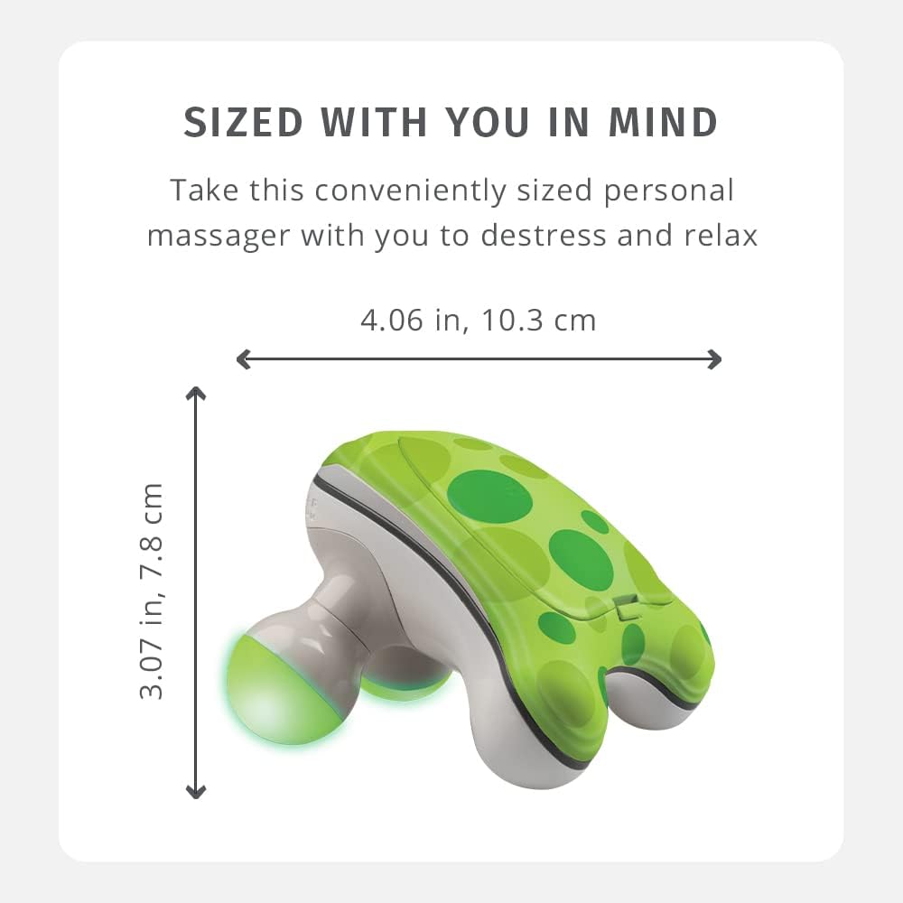 Homedics Ribbit Mini Handheld Massager Green, Blue or Pink (Color May Vary) | Vibrating Electric Massager with Comfort Grip and LED Light, Batteries Included, Comes in variable colors