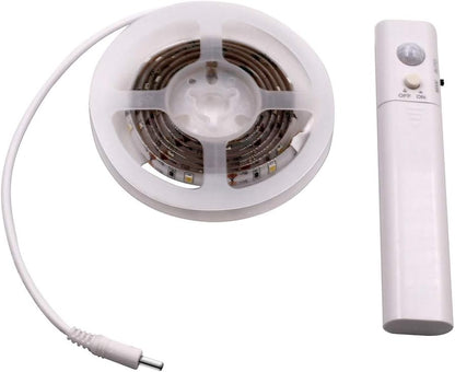 3.3Ft PIR Motion Sensor LED Cabinet Lights, Waterproof Battery Powered DC 5V 3528 Strip Tape Under Bed lamp Light for Closet Wardrobe Stairs Hallway(White)