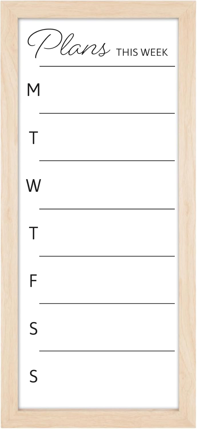 MCS Dry Erase Weekly Meal Planner Black Framed Calander Whiteboard, 11x24 | Dry Erase Weekly Meal Planner Black Framed Calander Whiteboard Frame, 11x24 Inch