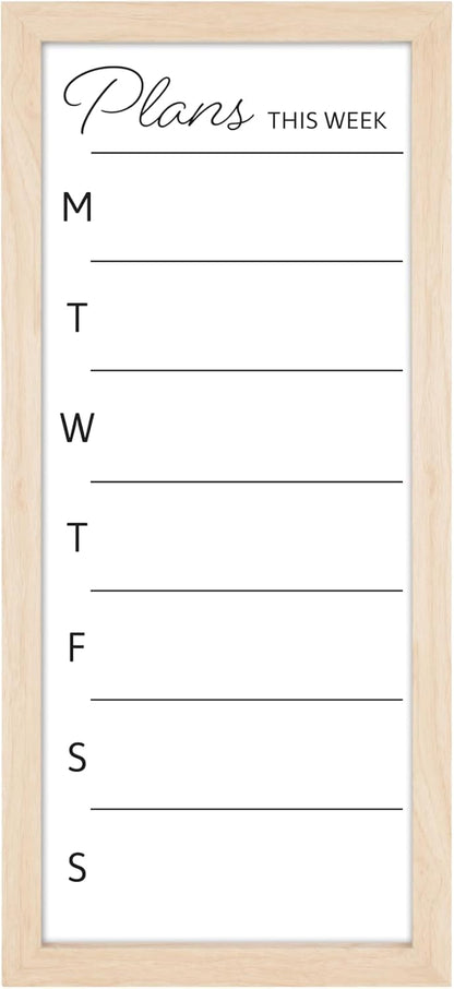 MCS Dry Erase Weekly Meal Planner Black Framed Calander Whiteboard, 11x24 | Dry Erase Weekly Meal Planner Black Framed Calander Whiteboard Frame, 11x24 Inch