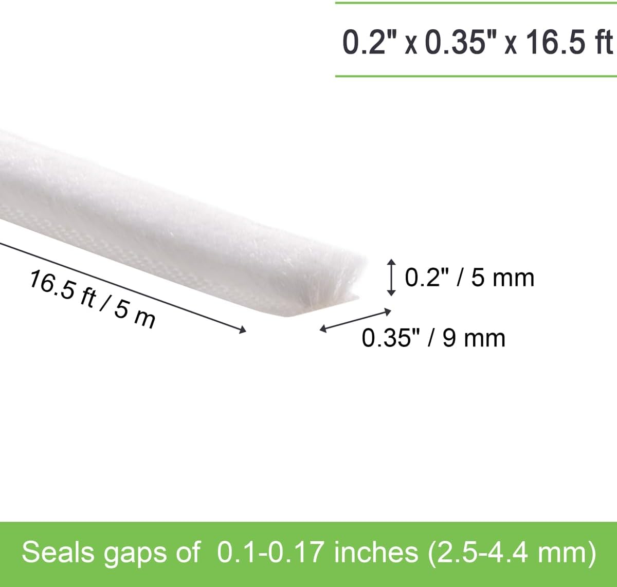 Self-Adhesive Weather Stripping Seal for Doors & Windows – Soundproof Insulation Gap Filler for Sliding, Exterior, Front, and Jamb Frames – 0.2" x 0.35" x 16.5 ft, Gray