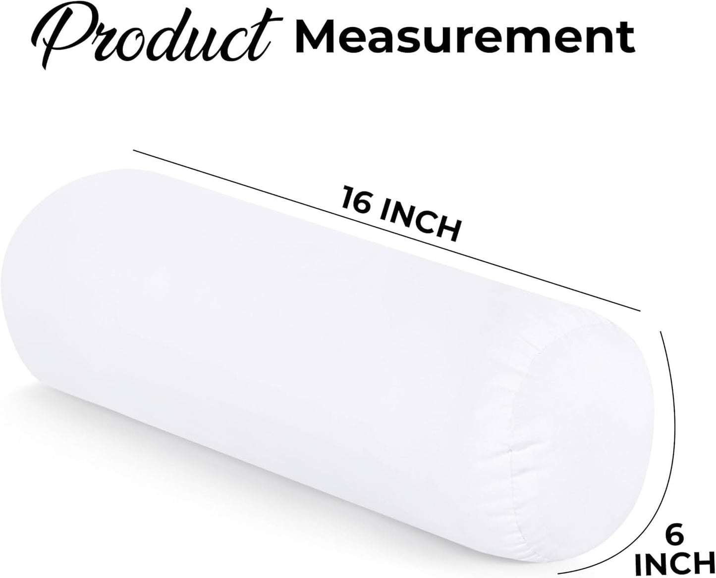 Utopia Bedding Bolster Pillow Inserts, 6x16 Neck roll Pillow, 2 Pack, White | Cylinder pillow, Round design, cervical & knee support pillow for sleeping, Massage relaxing and recovery, Set of 2, White