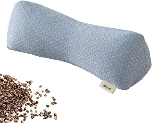 Buckwheat Pillow, Cooling Cervical Neck Support pillow ,Adjustable Bolster Buckwheat Roll Pillow Neck Pain Relief for Back and Side Sleepers Round Neck Pillows For Sleeping 6*15 inch (Green)