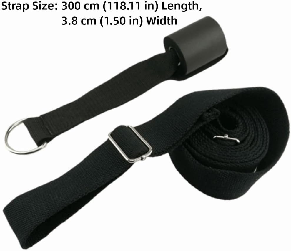 Over Door Ballet Leg Stretch Strap with Door Anchor, Black | Door Anchor Included, Metal Buckles And D-Rings, Storage Pouch, Splits And High Leg Stretches, Home Studio Gym Travel