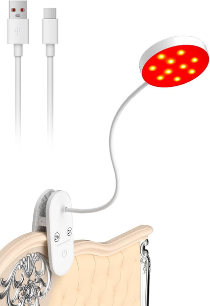 long-stars Red Light Reading Lamp for Sleep, Book Light for Bed Reading with 625nm Blue-Free Night Light, 2 Color Mode & Timer, 2000mah Rechargeable Clip on Lamp for Headboard, Desk, Studying