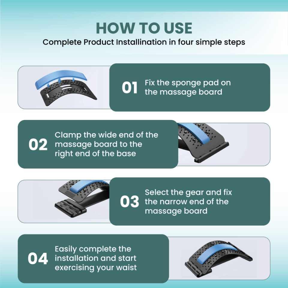 Ergonomic Back Stretcher for Lower back Pain Relief, Lumbar Support with Acupressure Points. Portable Spine Deck and Posture Correction Cracking Device with 4 Adjustable Levels. Back Massager for Scoliosis, Spine Decompression(Blue)