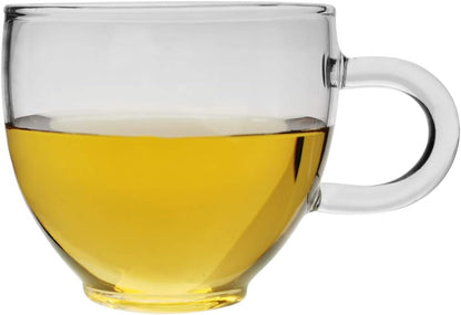 Glass Filtering Tea Maker Teapot with a Warmer and 6 Double-walled Tea Cups Set (Heating base, Standard)