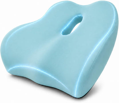 X Large Memory Foam Seat Cushion for Office Chair, High-Density Pad with Non-Slip Bottom and Adjustable Strap, Tailbone Pressure Relief for Long Sitting, Desk Work, Car, Wheelchair, Black