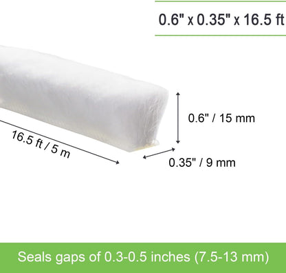 Self-Adhesive Weather Stripping Seal for Doors & Windows – Soundproof Insulation Gap Filler for Sliding, Exterior, Front, and Jamb Frames – 0.2" x 0.35" x 16.5 ft, Gray