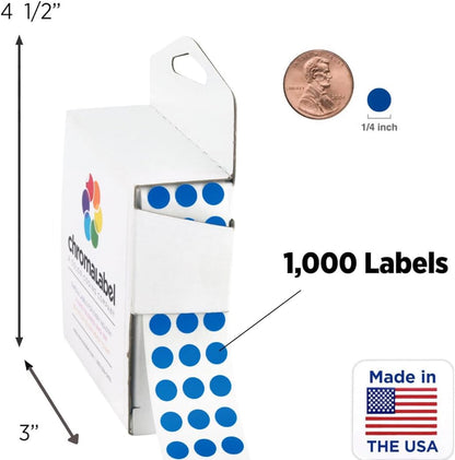 Dark Blue, Red & Yellow Dots, 1/4 Inch, 1000/Box Each Color | Writable Semi-Gloss Circle Labels in Dark Blue, Red and Yellow for Offices, Retail and Classrooms. Made in USA - Colors B