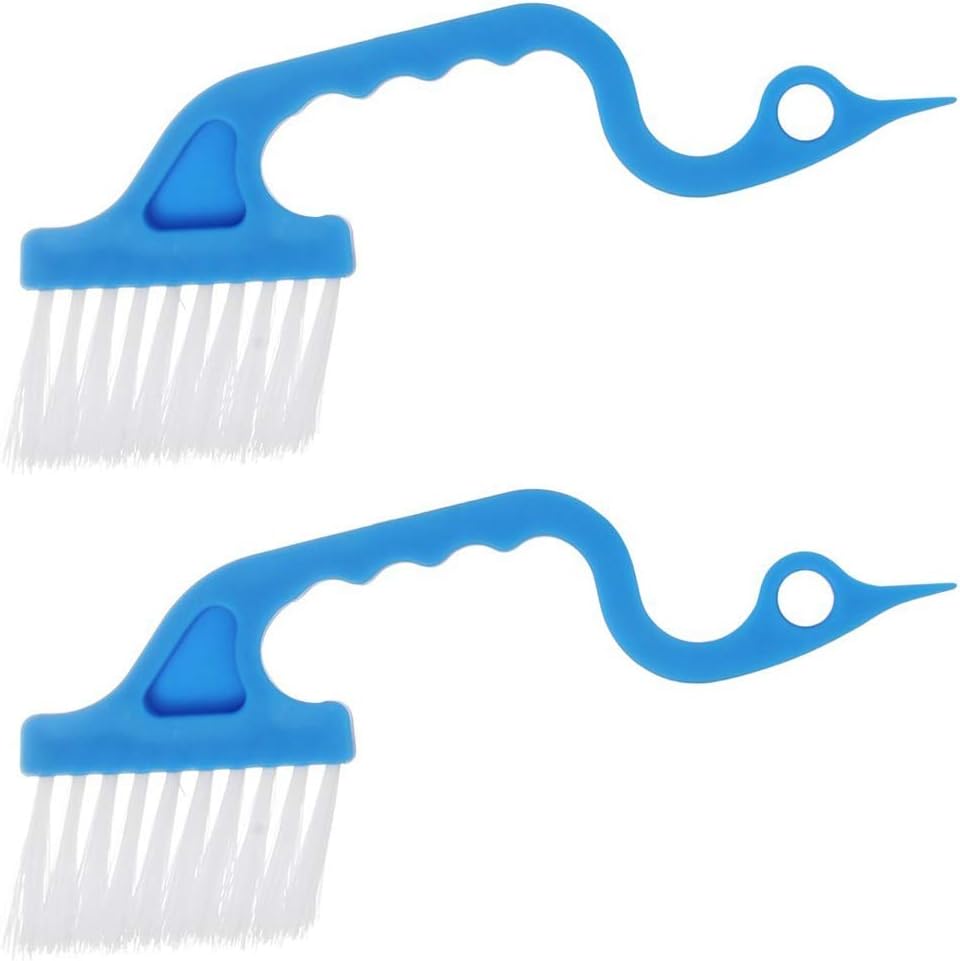 2pcs Hand-held Groove Gap Cleaning Tools Door Window Track Kitchen Cleaning Brushes (Sky Blue)