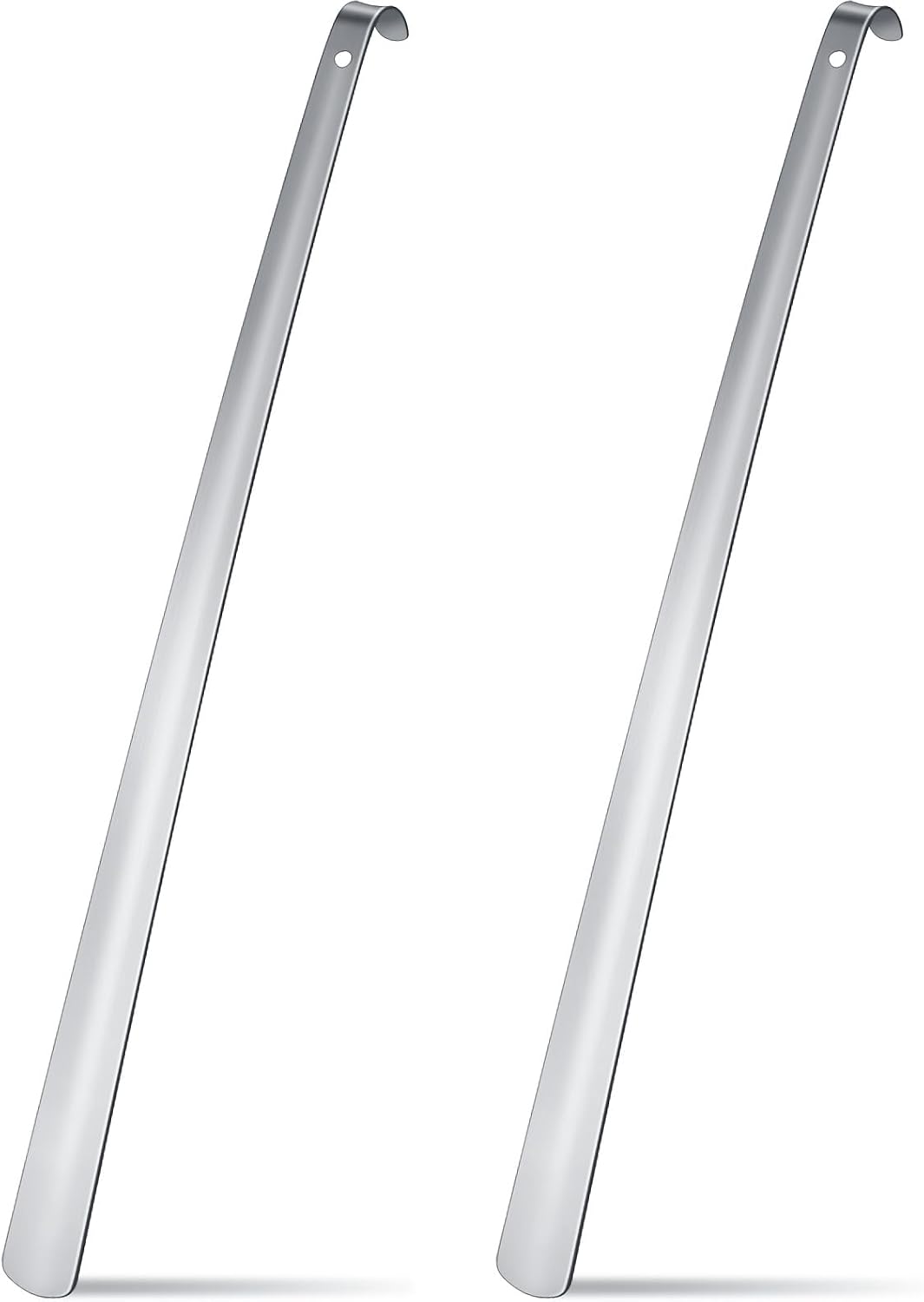 2 Pcs 31.5'' Extra Long Metal Shoe Horn for Elderly, Silver | Shoehorn Dressing Stick for Senior Disabled Men Women Limited Mobility, Standing Reach Assist, No Bending Needed