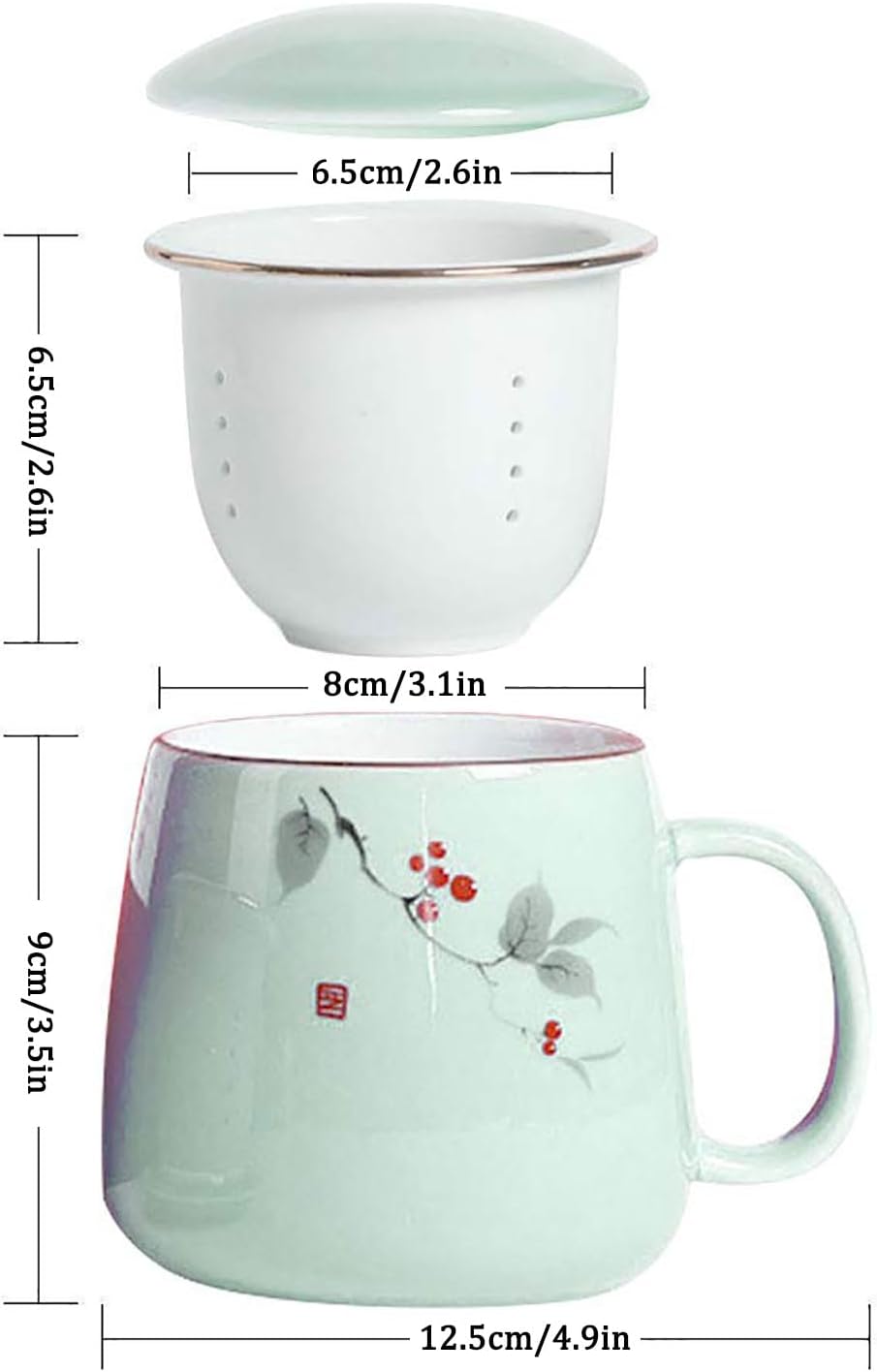 ZooBoo Porcelain Tea Mug With Infuser Lid 12oz Loose Leaf Tea Cup | Gift Box Packaging Makes This Tea Cup An Ideal Choice For Tea Lovers, Home, Office Use