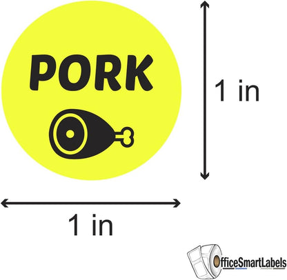 Ham & Cheese Stickers - 1 Inch Round Circle Food Labels in Bright Yellow for Restaurant Deli Food Truck Supermarket Grocery Store Stickers Food Menu Meal Choice Sticker Package Label - 300 Labels/Pack