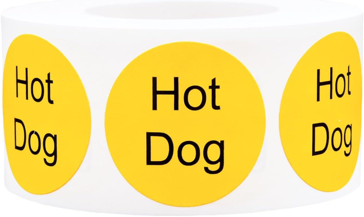 Yellow with Black Carnitas Circle Dot Adhesive Stickers, 1 Inch Round Labels, 500 Total Stickers