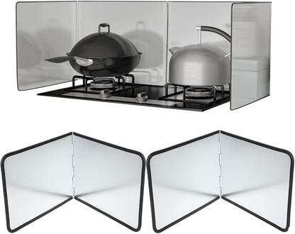 2PCS Grease Splatter Guard, Stainless Steel Stove Oil Splash Guard | 12×16 Inch Foldable Double-sided Splatter Screen for Frying Pan Kitchen Wall Screen Baking Protector