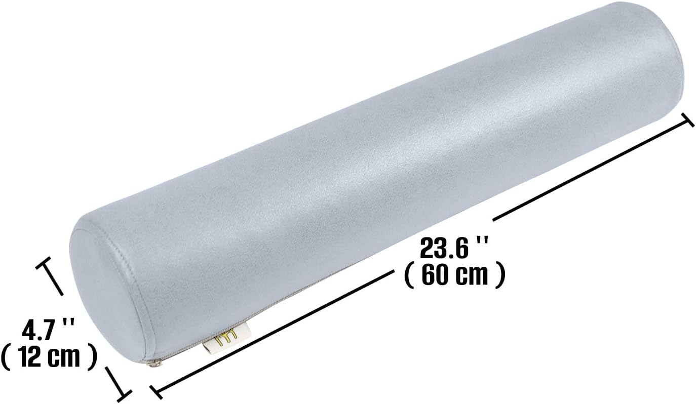 2 Pack Neck Roll Pillow, High-Density Foam Cylinder Bolster Pillow for Neck, Back & Lumbar Support, Ergonomic Round Pillow for Side Sleepers, Sleeping, Removable Washable Cover (7.9''x23.6'' Orange)