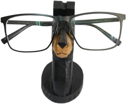 Red Dollar Handmade Wood Carved Animal Eyeglass Holder, Cute Sunglasses Display Stand, Nightstand Home Office Desk Decor, Christmas Holiday New Year Business Gift for Men Women Adults (Dog)