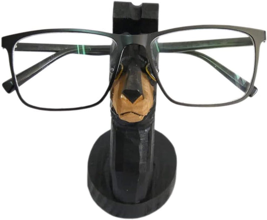 Red Dollar Handmade Wood Carved Animal Eyeglass Holder, Cute Sunglasses Display Stand, Nightstand Home Office Desk Decor, Christmas Holiday New Year Business Gift for Men Women Adults (Dog)