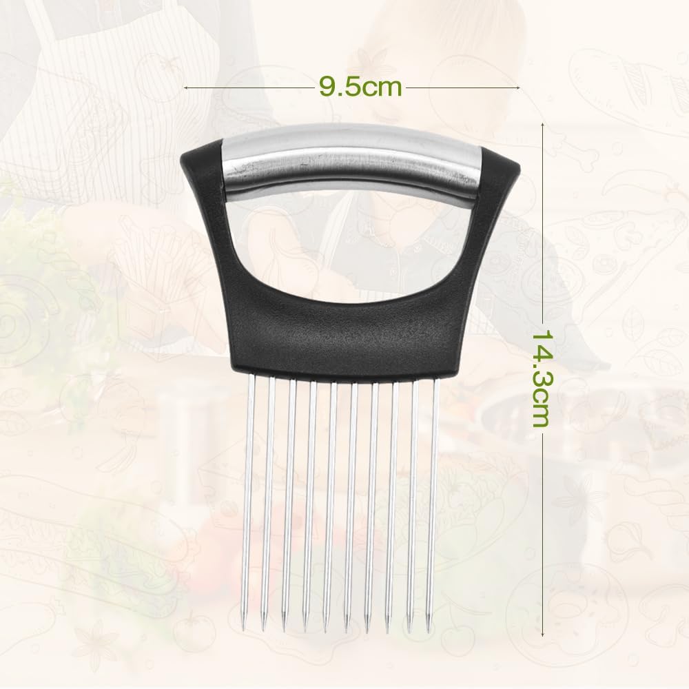 Stainless Steel Onion Slice Holder, 2025 New Onion Slice Holder for Slicing, Chopper Assistant Tool, Lemon Slicer Vegetable Cutter for Meat, Lemon, Potato, Tomato - Kitchen Gadgets (3)