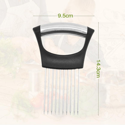 Stainless Steel Onion Slice Holder, 2025 New Onion Slice Holder for Slicing, Chopper Assistant Tool, Lemon Slicer Vegetable Cutter for Meat, Lemon, Potato, Tomato - Kitchen Gadgets (3)