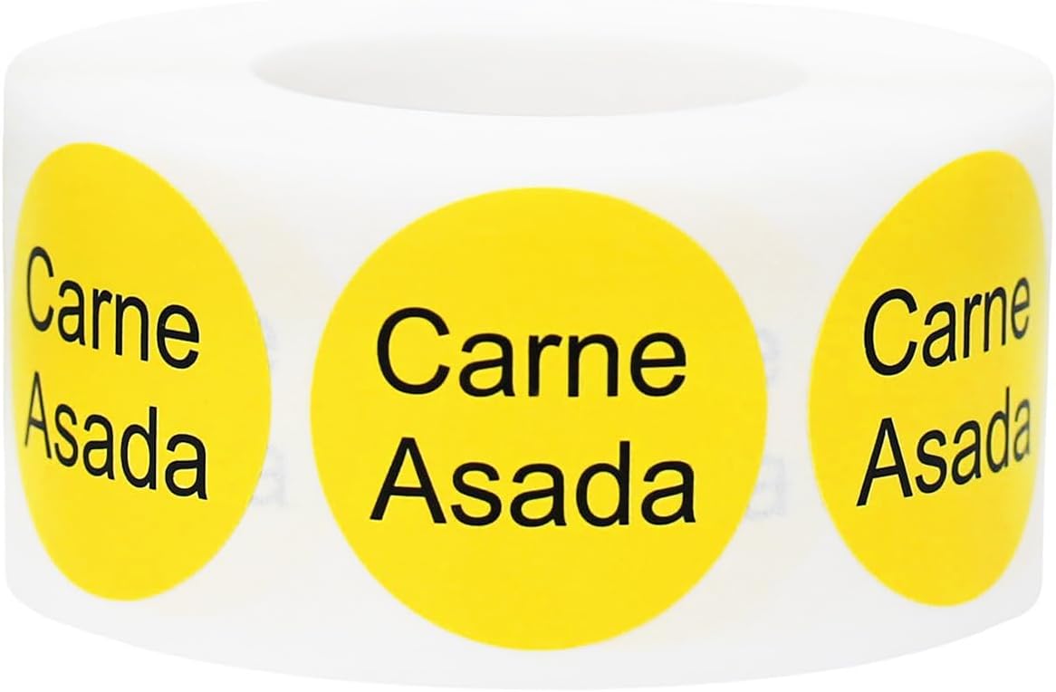 Yellow with Black Carnitas Circle Dot Adhesive Stickers, 1 Inch Round Labels, 500 Total Stickers