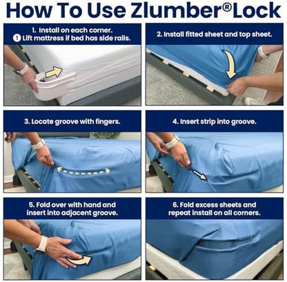 The Original USA Patented ZlumberLock - Secure Sheet Holder with Heavy-Duty Mattress Straps – No More Loose Bedding, Universal Fit, Easy One-Time Installation