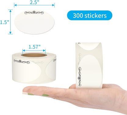 White 1-1/2" x 2-1/2" Dissolvable Labels for Food Containers 300 Stickers(1 Roll)