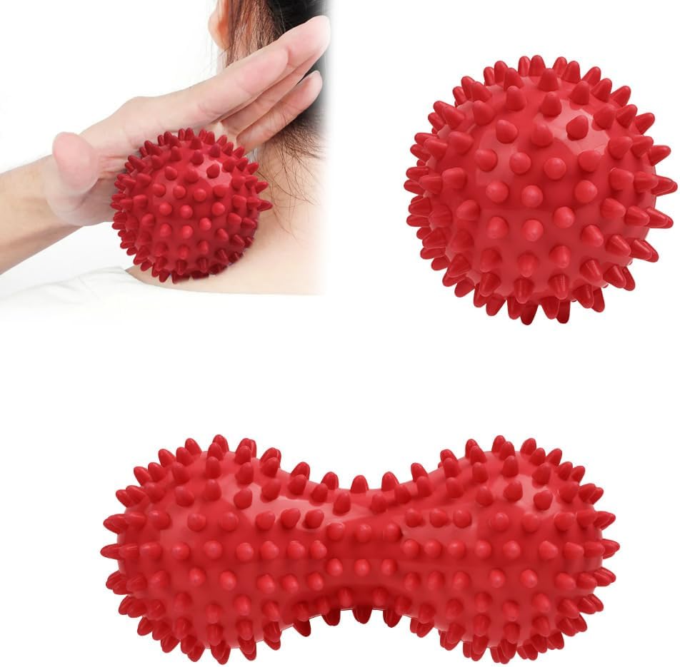 URAQT Spiky Massage Ball Set, 2 Pack Physical Therapy Massage Balls, Hard Lacrosse Ball & Spiky Massage Ball for Myofascial Release and Trigger Point Deep Tissue Massage (Purple)