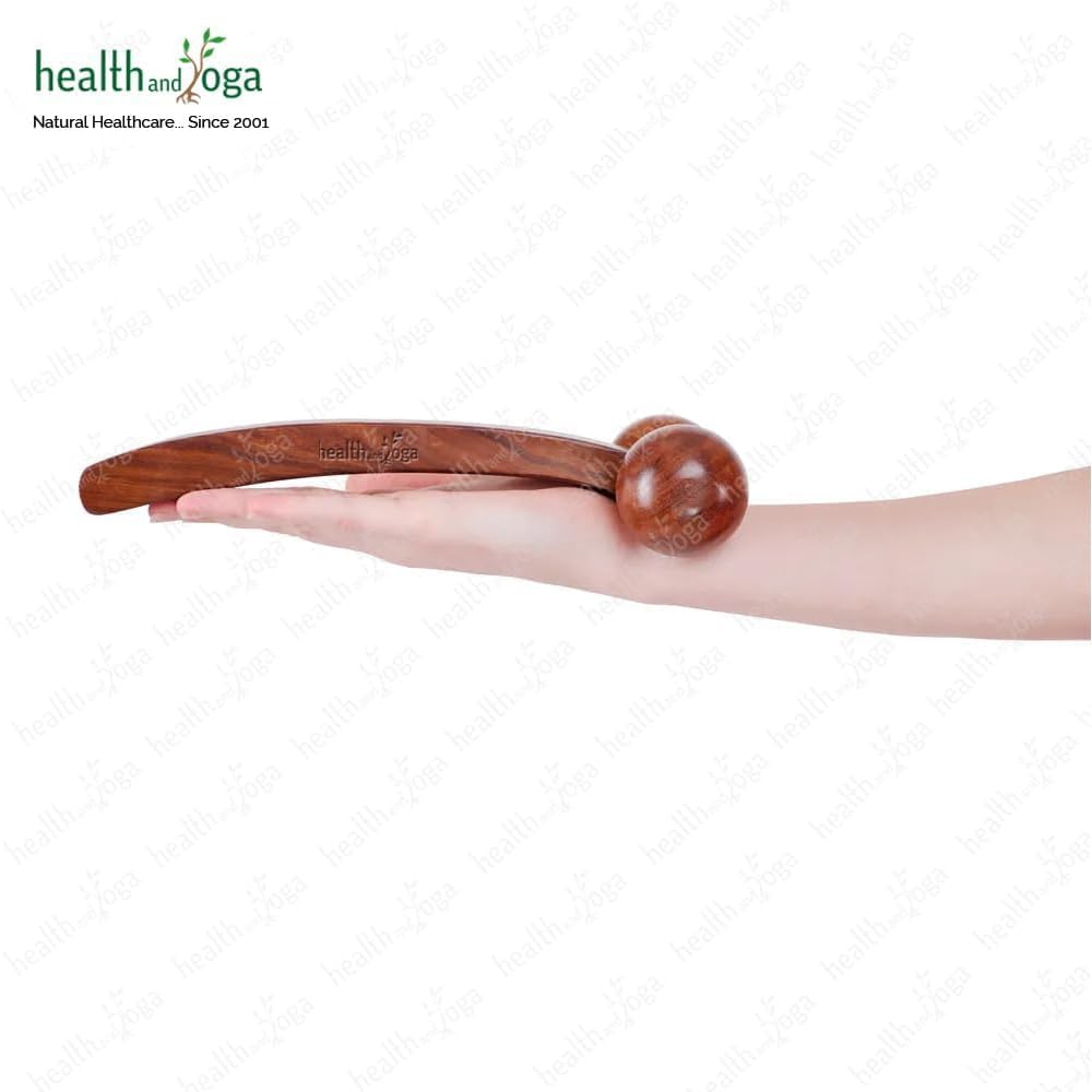 HealthAndYoga™ NatureSooth Wooden Massage Roller – Wood Therapy Massage Tools – Handheld Calf and Leg Massager, Back and Shoulder Massager and Full Body Massager
