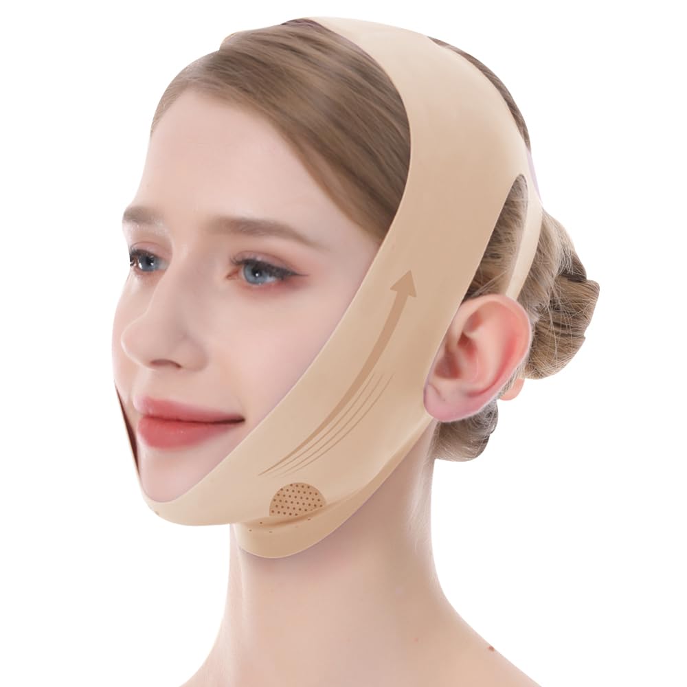 V-Line Lifting Mask, Chin Strap for Sleeping, Jawline Wrap, Medium, Pink