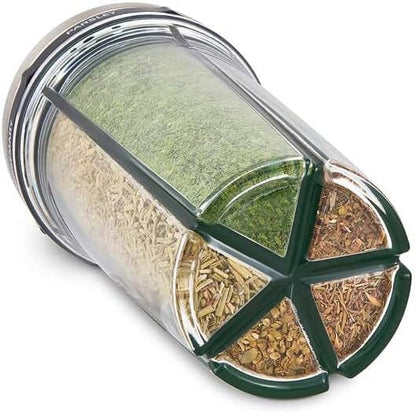 Cole & Mason Saunderton Spice Storage & Shaker - Herb Keeper for Refrigerator, Countertop or Cabinet - Divided Food Storage Container - Spice Shaker with Lid - Clear/Silver