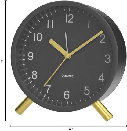 JALL Analog Alarm Clock, 4 inch Super Silent Non Ticking Small Clock with Night Light, Battery Operated, Simple Design, Old Fashioned Style Ideal Decor, for Bedroom, Bedside, Desk, Adult, Gift, Green