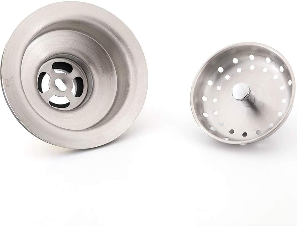 3-1/2 Inch Kitchen Sink Drain Assembly with Strainer Basket/Drain Stopper, All Stainless Steel Sink Drain Kit Durable and Rustproof