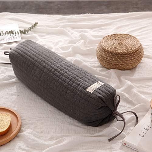 Buckwheat Pillow for Sleeping 14''x21'' Neck Roll Pillow Provide Firm Support, Adjustable Loft Bolster Pillow Relieves Neck and Shoulder Pain (Light Grey)