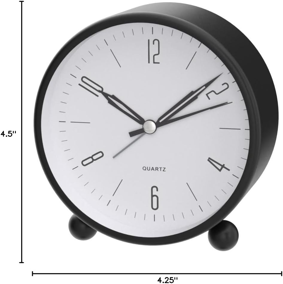 JALL Analog Alarm Clock, 4 inch Super Silent Non Ticking Small Clock with Night Light, Battery Operated, Simple Design, Old Fashioned Style Ideal Decor, for Bedroom, Bedside, Desk, Adult, Gift, Green