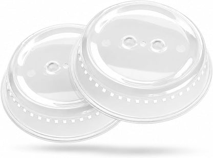 TRITFIT 2 pack Classic Microwave splatter cover 10.5 inch, BPA free clear food cover with steam vents, dishwasher safe, easy grip handle, Anti-splatter microwave cover for food heating