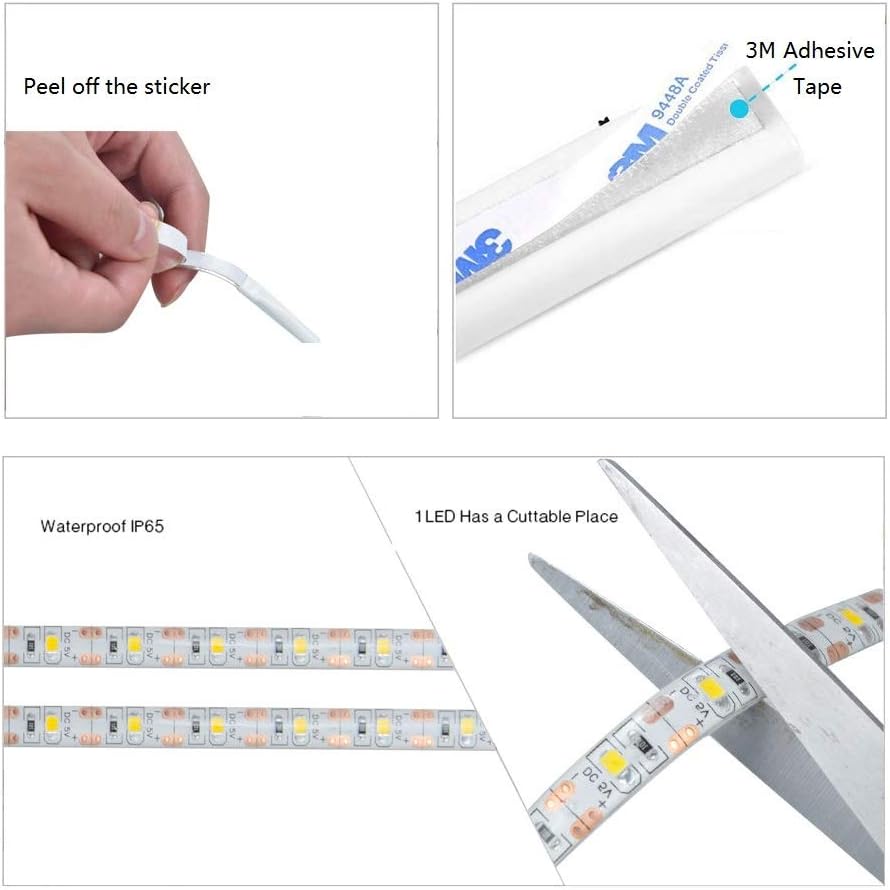 Motion Sensor LED Light Strip, 1M Closet Lights Battery Operated, 3000K Warm White for Under Cabinet Kitchen Lights, Cupboard, Counter, Stairs,Wardrobe, Under Bed Night Lighting