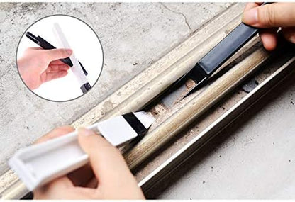 Window Track Cleaning Tool Set, 4Pcs Washable Sponge Brushes with Corner Scraper & Detachable Head, Deep Clean for Window Grooves, Sliding Doors, Tile Grout, Air Vents & Keyboard Gaps