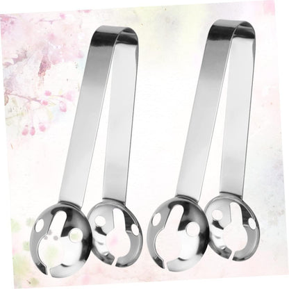 Mikinona 2pcs Stainless Steel Tea Bag Holder Strainer Heat Resistant Tea Tools for Slotted Spoon Squeezer Kitchen Accessories