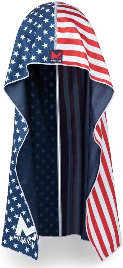 MISSION Cooling Hoodie Towel, Evaporative Cool Technology, Cools Instantly When Wet, UPF 50 Sun Protection, Contours Your Head to Stay in Place, Great for Sports, Fitness, Gym