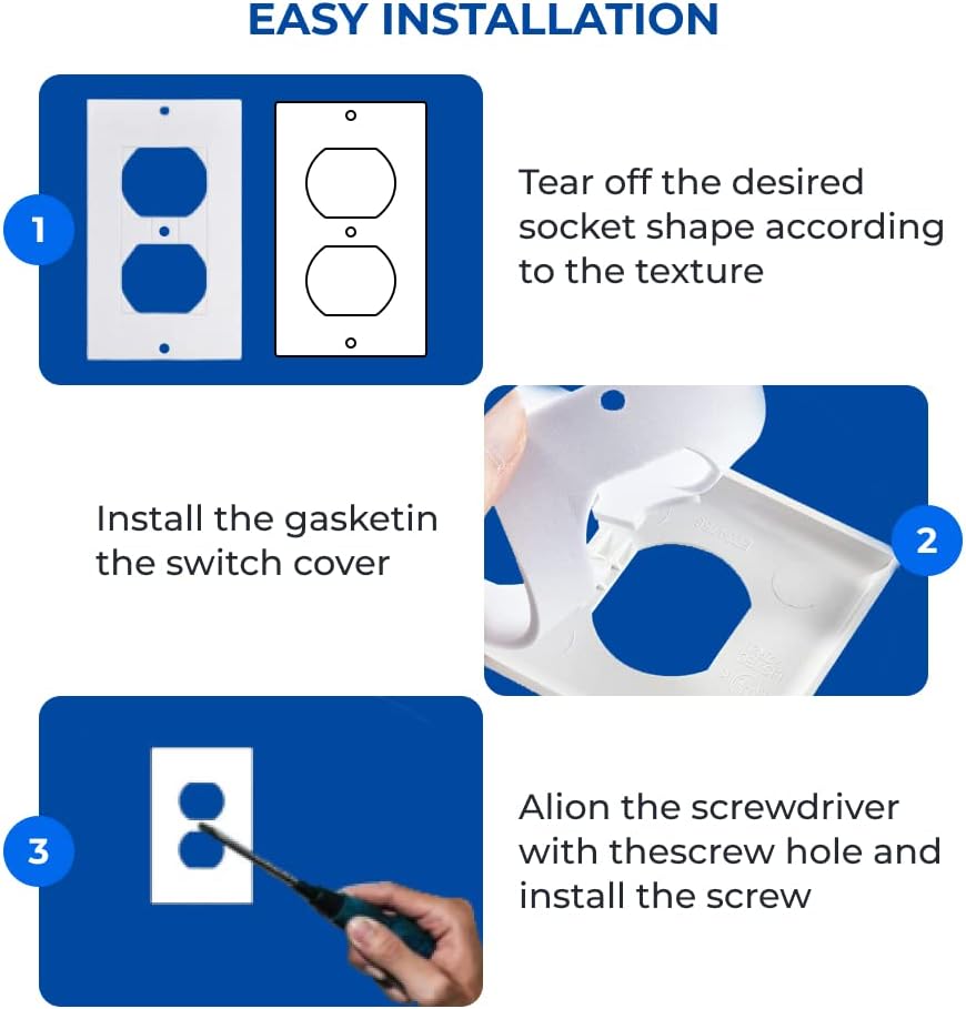 Wall Insulation Outlet Insulators Draft Sealers, 30 Pack Electrical Outlet Insulation Pads, EVA Foam Gasket for Wall, Light, Switch Socket Cover Compatible with Duplex Toggle Rocker (30Pack White)